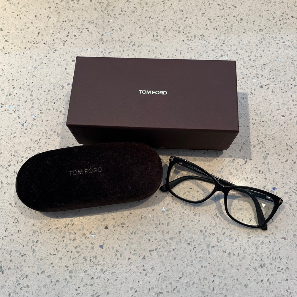 Tom Ford Classic Black Thin Butterfly Frame Eyeglasses